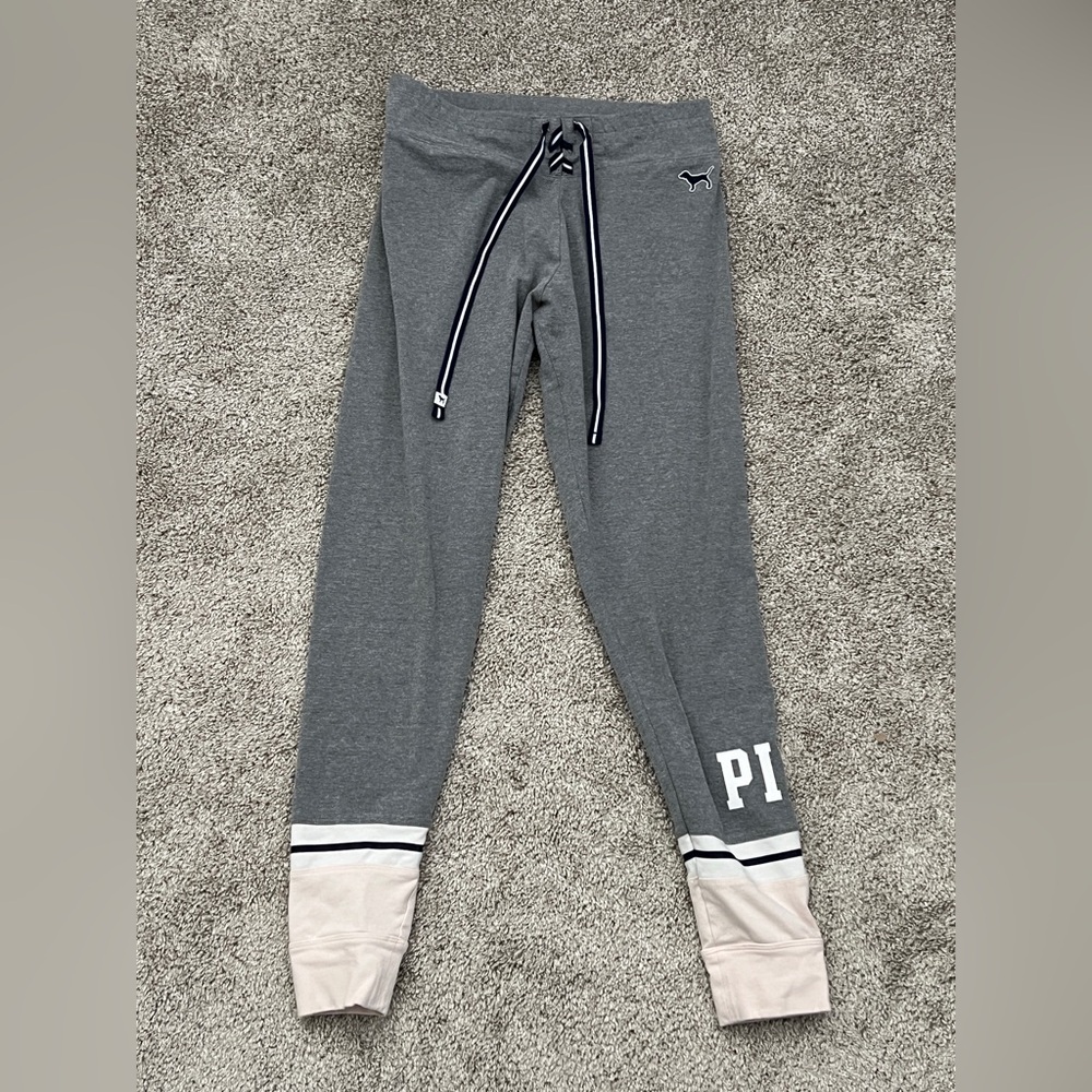 Victoria's Secret Pink Varsity Yoga Pants with Lace-Up Drawstring - Medium